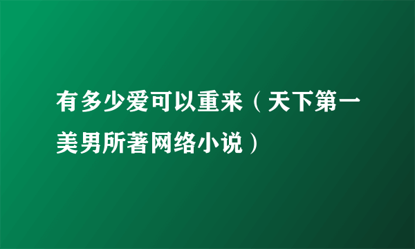 有多少爱可以重来（天下第一美男所著网络小说）