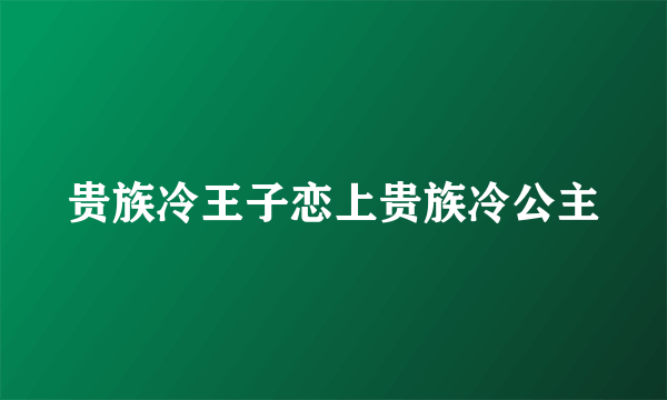 贵族冷王子恋上贵族冷公主