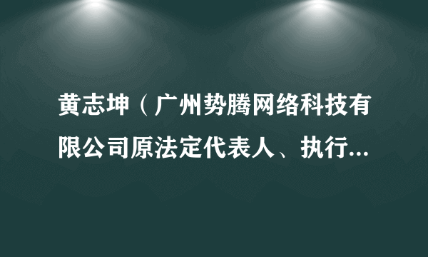 黄志坤（广州势腾网络科技有限公司原法定代表人、执行董事兼经理）