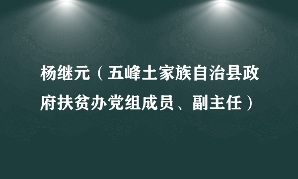 杨继元（五峰土家族自治县政府扶贫办党组成员、副主任）