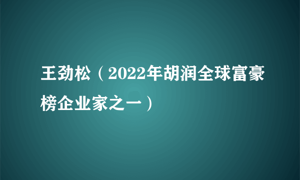 王劲松（2022年胡润全球富豪榜企业家之一）