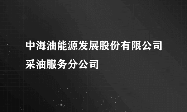 中海油能源发展股份有限公司采油服务分公司