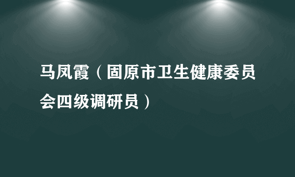 马凤霞（固原市卫生健康委员会四级调研员）