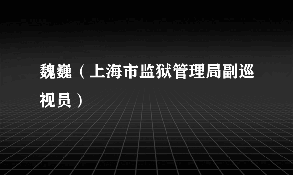 魏巍（上海市监狱管理局副巡视员）