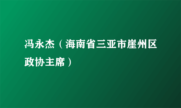 冯永杰（海南省三亚市崖州区政协主席）