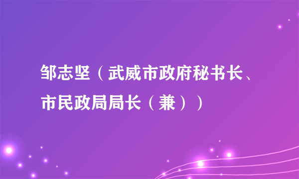 邹志坚（武威市政府秘书长、市民政局局长（兼））