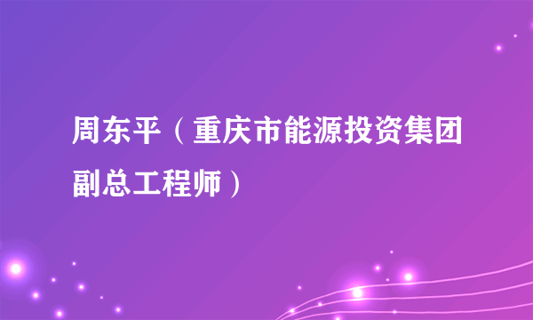 周东平（重庆市能源投资集团副总工程师）