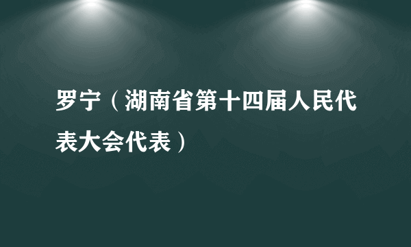 罗宁（湖南省第十四届人民代表大会代表）