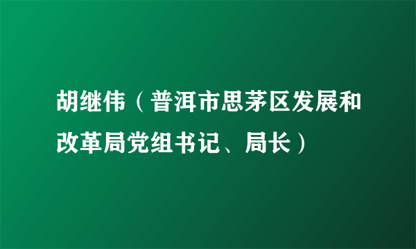 胡继伟（普洱市思茅区发展和改革局党组书记、局长）