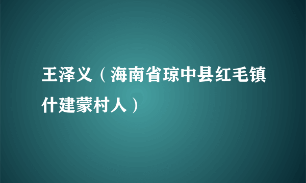 王泽义（海南省琼中县红毛镇什建蒙村人）