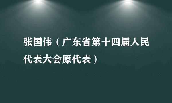 张国伟（广东省第十四届人民代表大会原代表）