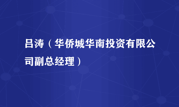 吕涛（华侨城华南投资有限公司副总经理）