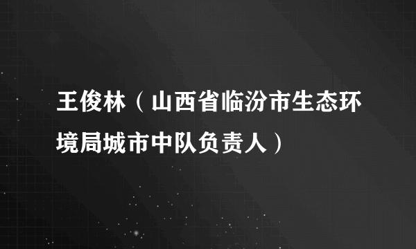 王俊林（山西省临汾市生态环境局城市中队负责人）