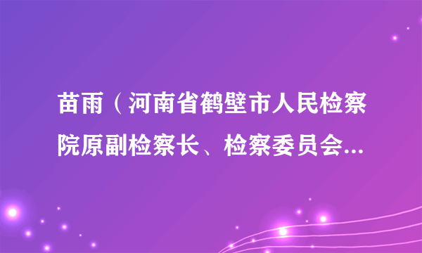 苗雨（河南省鹤壁市人民检察院原副检察长、检察委员会委员、检察员）