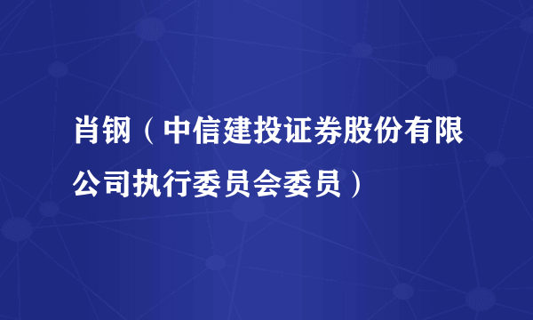 肖钢（中信建投证券股份有限公司执行委员会委员）