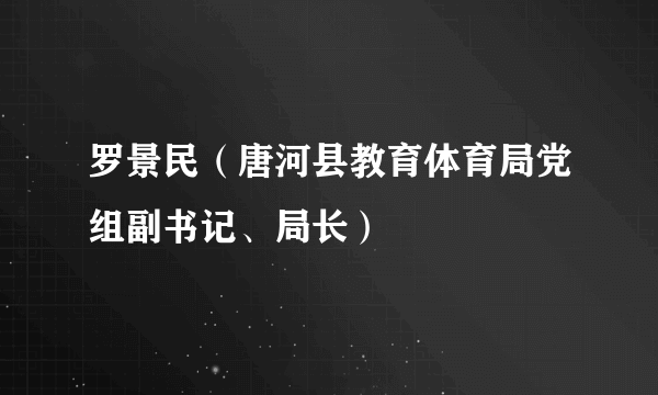 罗景民（唐河县教育体育局党组副书记、局长）