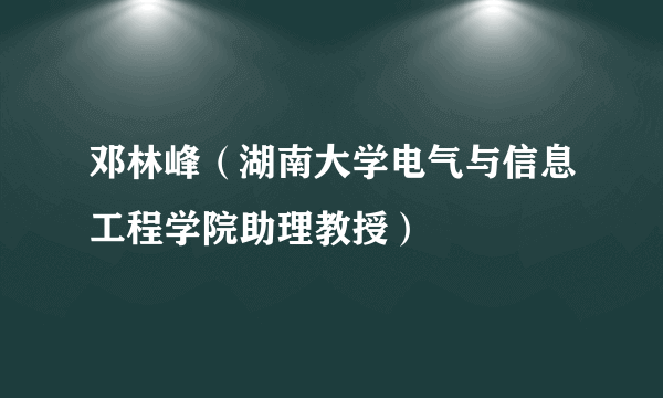 邓林峰（湖南大学电气与信息工程学院助理教授）