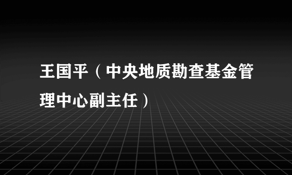 王国平（中央地质勘查基金管理中心副主任）