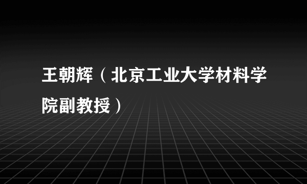 王朝辉（北京工业大学材料学院副教授）