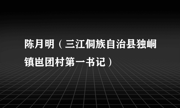 陈月明（三江侗族自治县独峒镇岜团村第一书记）