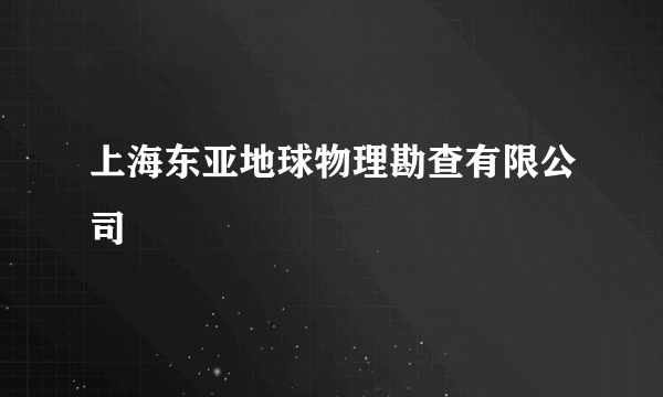 上海东亚地球物理勘查有限公司