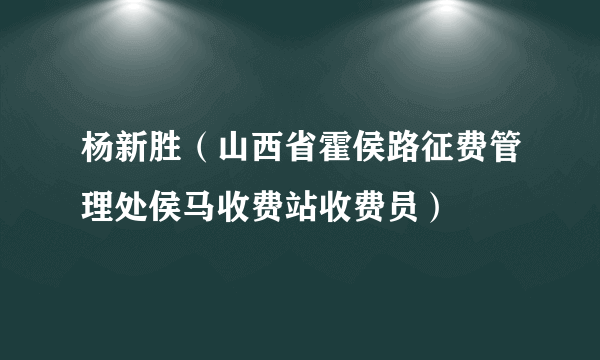 杨新胜（山西省霍侯路征费管理处侯马收费站收费员）