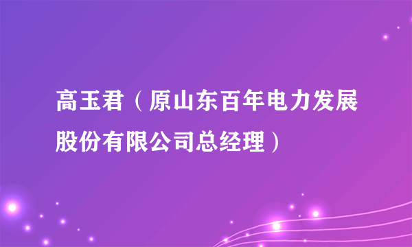 高玉君（原山东百年电力发展股份有限公司总经理）