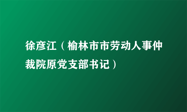 徐彦江（榆林市市劳动人事仲裁院原党支部书记）