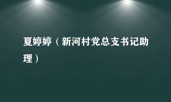 夏婷婷（新河村党总支书记助理）