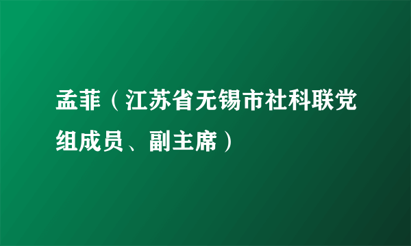 孟菲（江苏省无锡市社科联党组成员、副主席）