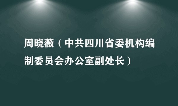 周晓薇（中共四川省委机构编制委员会办公室副处长）