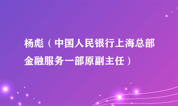 杨彪（中国人民银行上海总部金融服务一部原副主任）