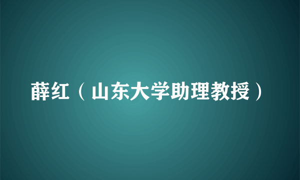 薛红（山东大学助理教授）