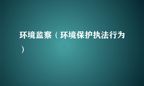 环境监察（环境保护执法行为）