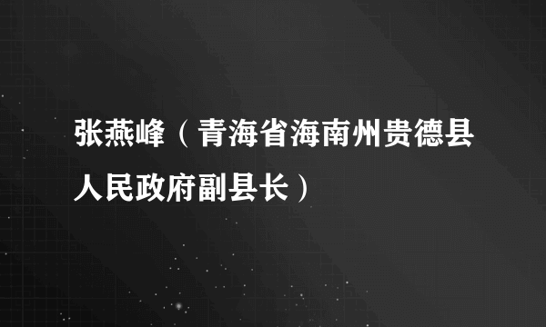 张燕峰（青海省海南州贵德县人民政府副县长）