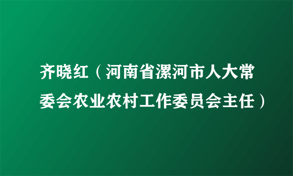 齐晓红（河南省漯河市人大常委会农业农村工作委员会主任）