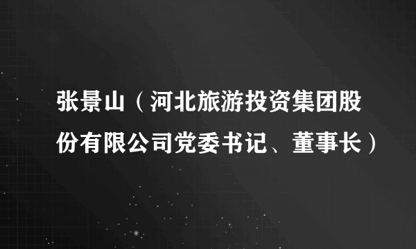 张景山（河北旅游投资集团股份有限公司党委书记、董事长）