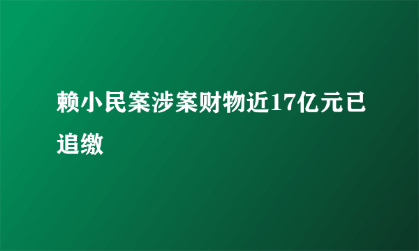 赖小民案涉案财物近17亿元已追缴