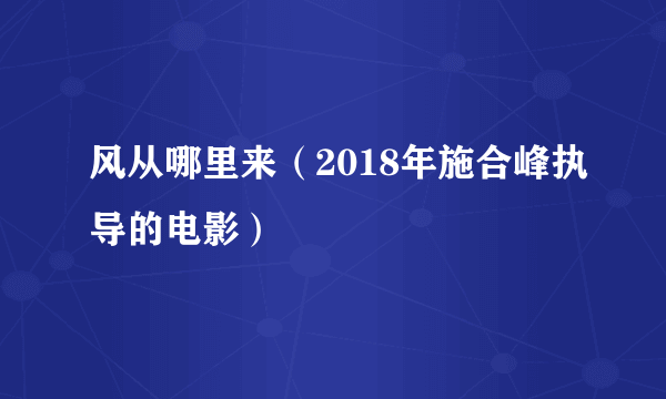 风从哪里来（2018年施合峰执导的电影）