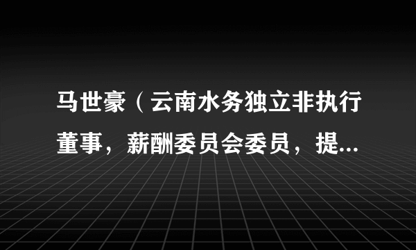 马世豪（云南水务独立非执行董事，薪酬委员会委员，提名委员会委员，审核委员会委员，合规委员会委员）