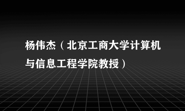 杨伟杰（北京工商大学计算机与信息工程学院教授）