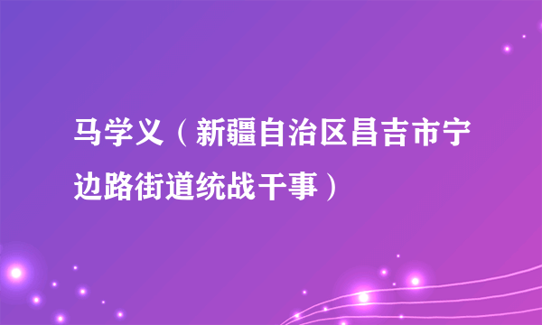 马学义（新疆自治区昌吉市宁边路街道统战干事）