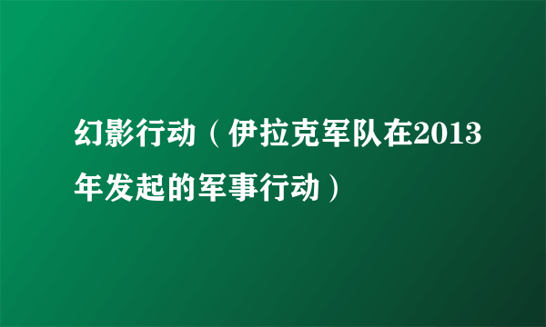 幻影行动（伊拉克军队在2013年发起的军事行动）