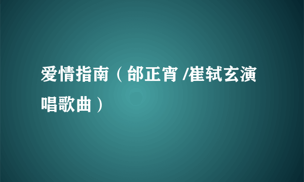 爱情指南（邰正宵 /崔轼玄演唱歌曲）