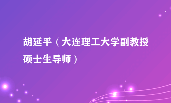 胡延平（大连理工大学副教授硕士生导师）