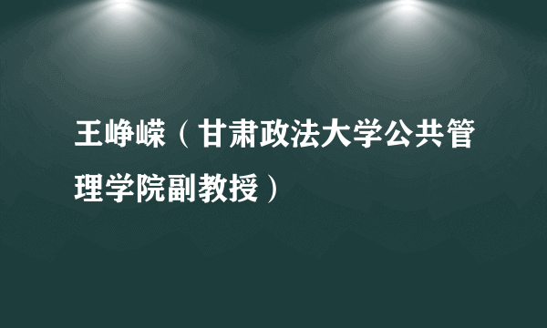 王峥嵘（甘肃政法大学公共管理学院副教授）