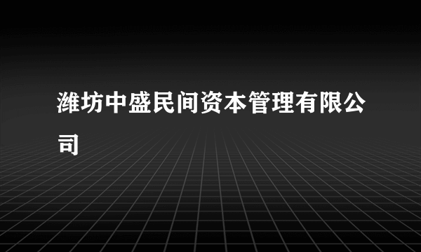 潍坊中盛民间资本管理有限公司