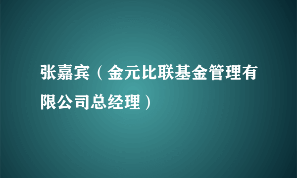 张嘉宾（金元比联基金管理有限公司总经理）