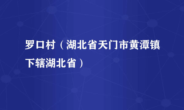 罗口村（湖北省天门市黄潭镇下辖湖北省）