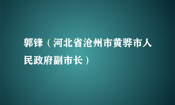 郭锋（河北省沧州市黄骅市人民政府副市长）